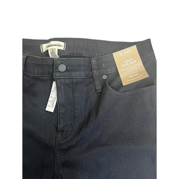 Madewell Curvy Kick Out Mid Rise Cropped Jeans in Black Size W33P Denim Pockets - Picture 4 of 4